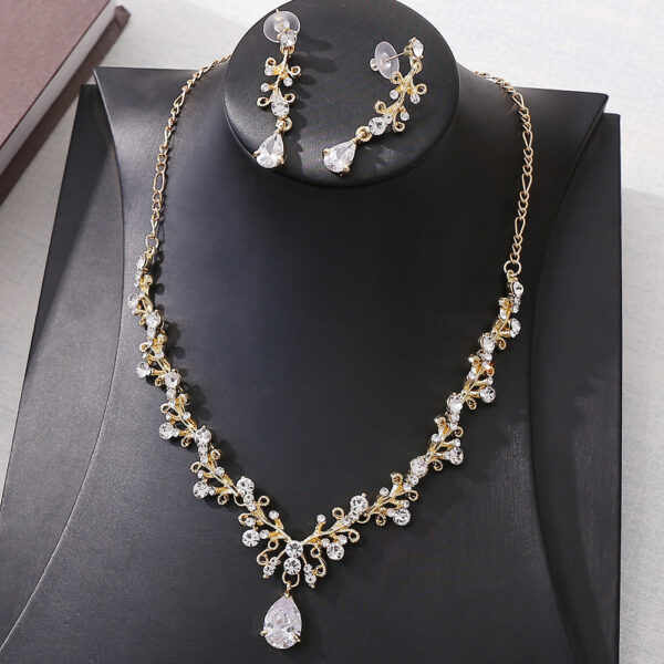 Bridal Rhinestone Zircon Earring Necklace - Image 4