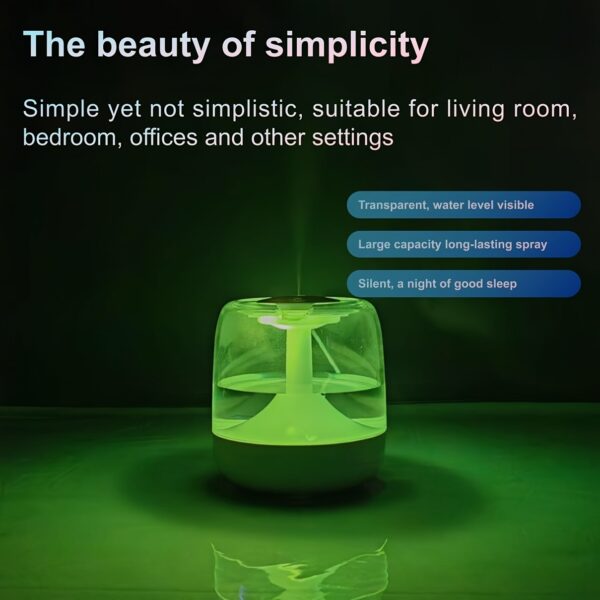 Quiet USB-Powered Home Humidifier with Seven-Color Night Light, Dual Mist Levels, Visible Water Level, 26dB Noise, Long-Lasting 24-Hour Operation - Ideal for Living Room, Bedroom, Office - Perfect Birthday or Christmas Gift, Humidification, More - Image 9