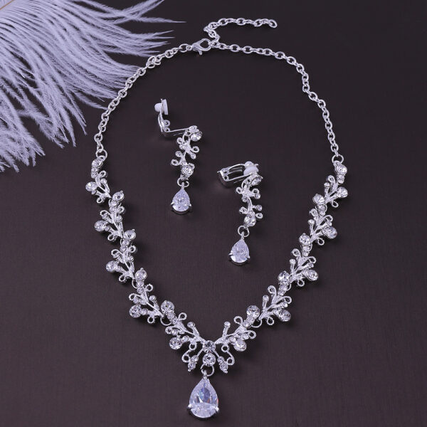 Bridal Rhinestone Zircon Earring Necklace - Image 3