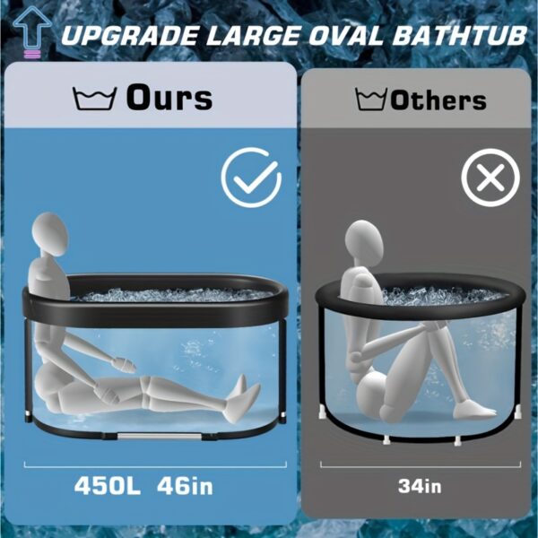 Upgrade XL 129 Gal Large Oval Ice Bath Tub For Athletes, Multiple Layered Portable Outdoor Cold Plunge Tub For Recovery, Cold Plunge For Family-Foldable Ice Baths For Home, Gyms, Indoor Use - Image 8